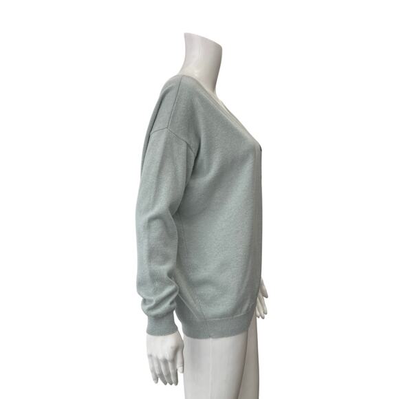 $995 Brunello Cucinelli Sage Teal Cashmere V-Neck Pullover Sweater size Small - Picture 3 of 10